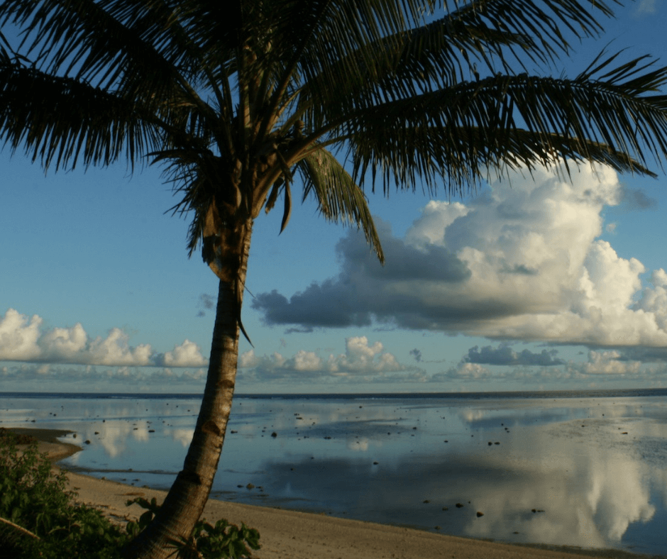 View from the beach across the sea at low tide