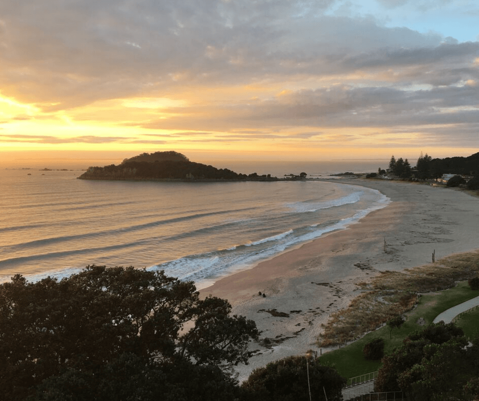 Sunset view from Mauao looking across the main beach