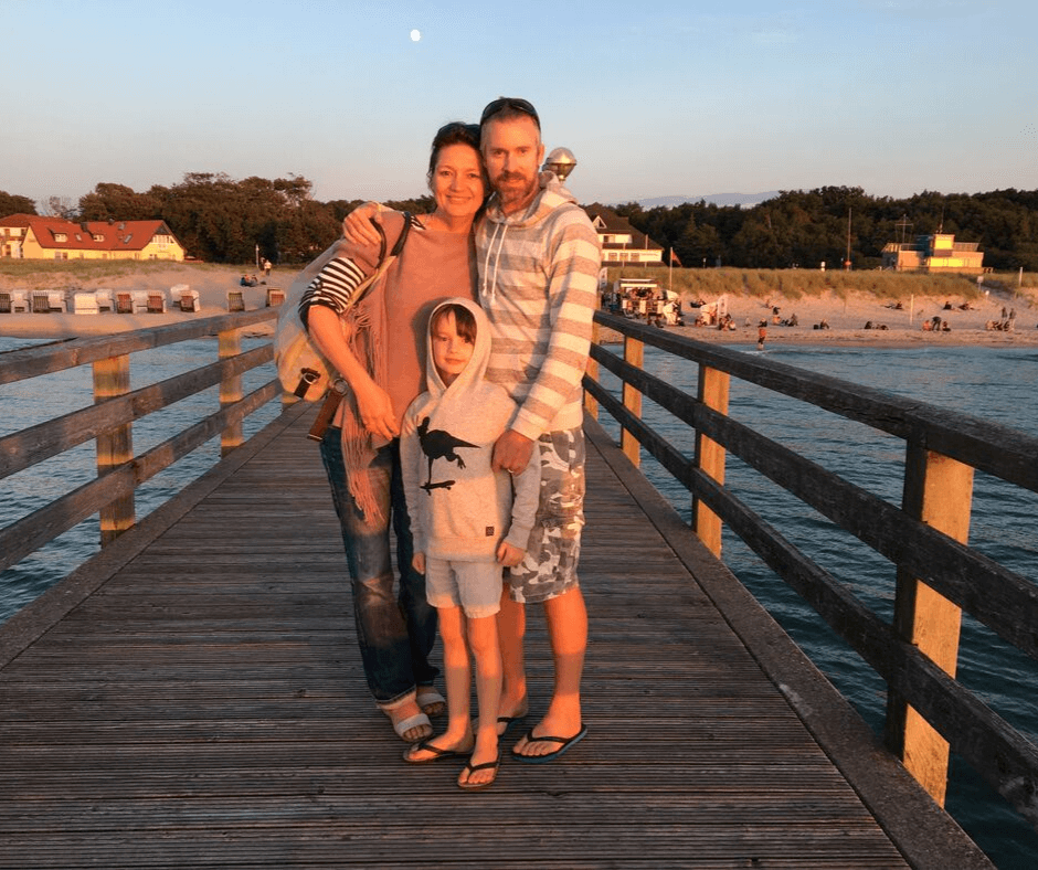 Evening family photo along the pier