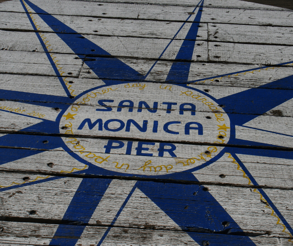 The Santa Monica sign at the end of the pier