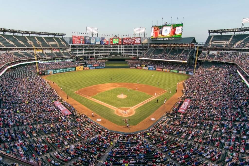 Overview of the Baseball Stadium as the sunsets.