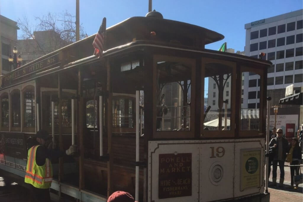 Waiting on Powell Street to board our first Cable Car ride