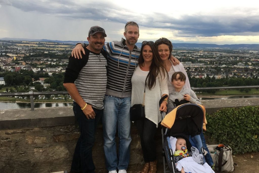 Family photo at Ehrenbreitstein Fortress over looking the city of Koblenz