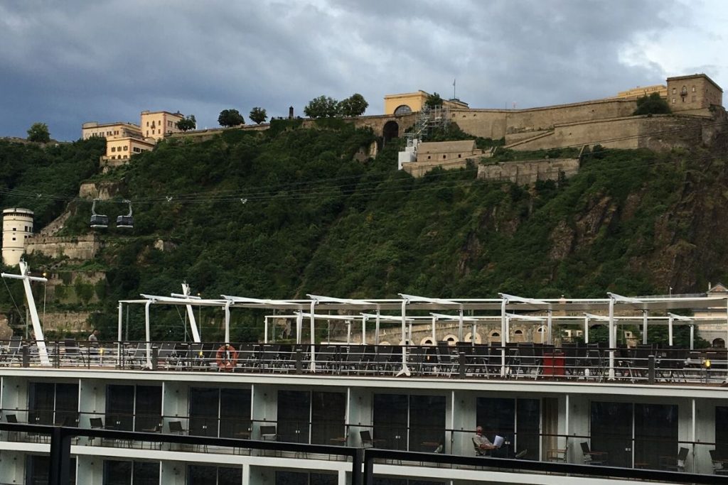 Looking across the Rhine at Ehrenbreitstein Fortress