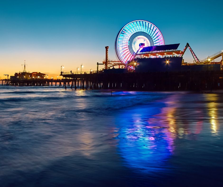 A beautiful view of Sanata Monica Pier in the evening