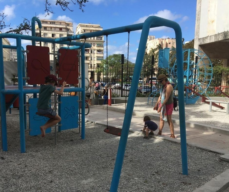 Family fun with the local kids in the playground.