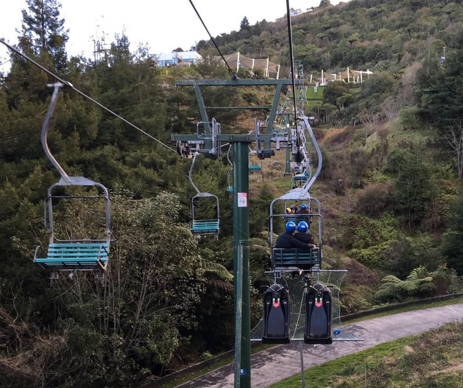 Riding the chairlift back to the top for the next run