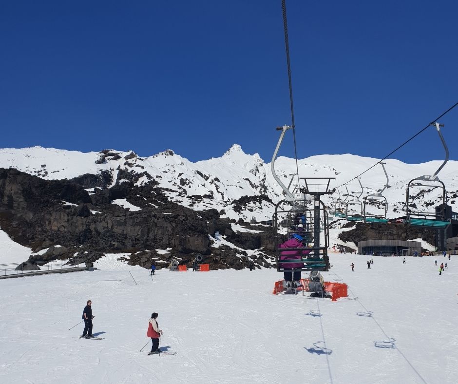 Looking up Whakapapa ski field