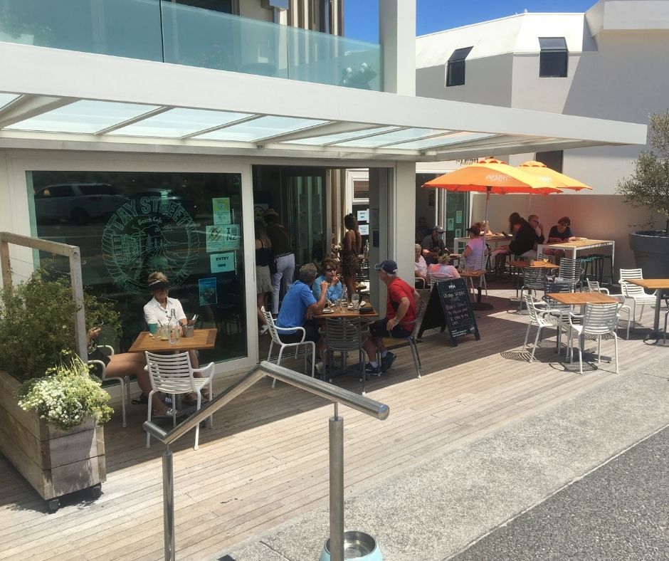 Tay Street cafe entrance and outdoor seating area