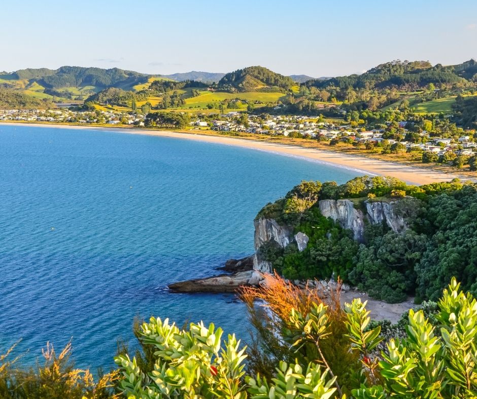 Sunset View of Cooks Beach from Shakespeare Cliff Lookout