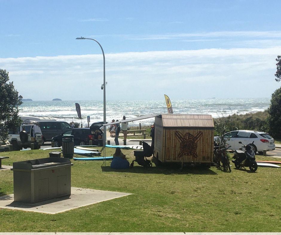 Hakanini Surf School is right on the beach