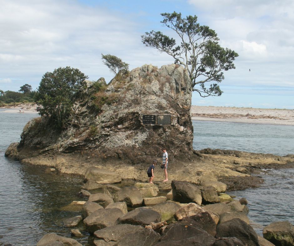 The boys wandering the rocks in Whakatāne harbour