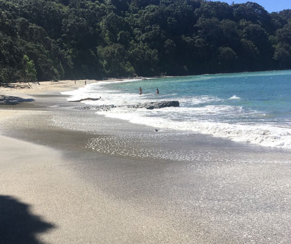 The view along the beach, hardly anyone in sight