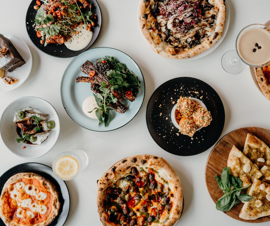 A range of food the served on Friday evenings, from pizzas to meat dishes