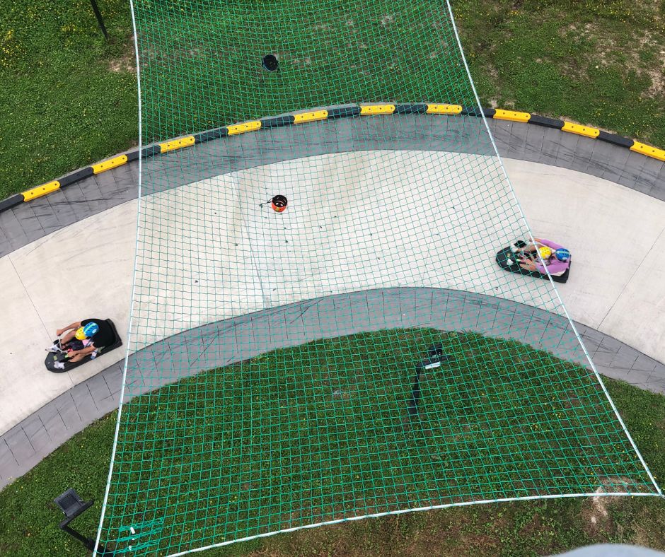 Looking down on the track from the chairlift