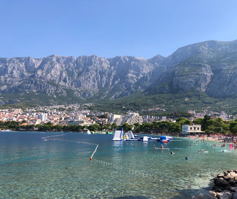 Over looking the beautiful beach of Makarska with the Biokovo Mountains in the background