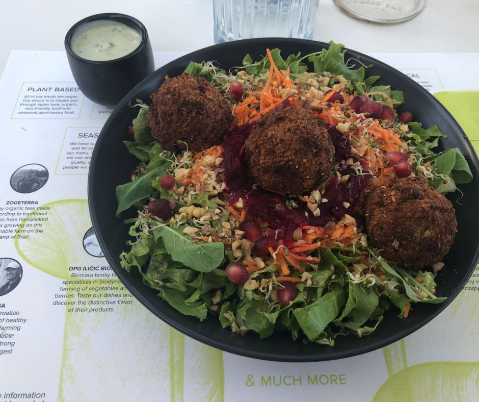 A beautiful bowl of falafel with a salad from local ingredients