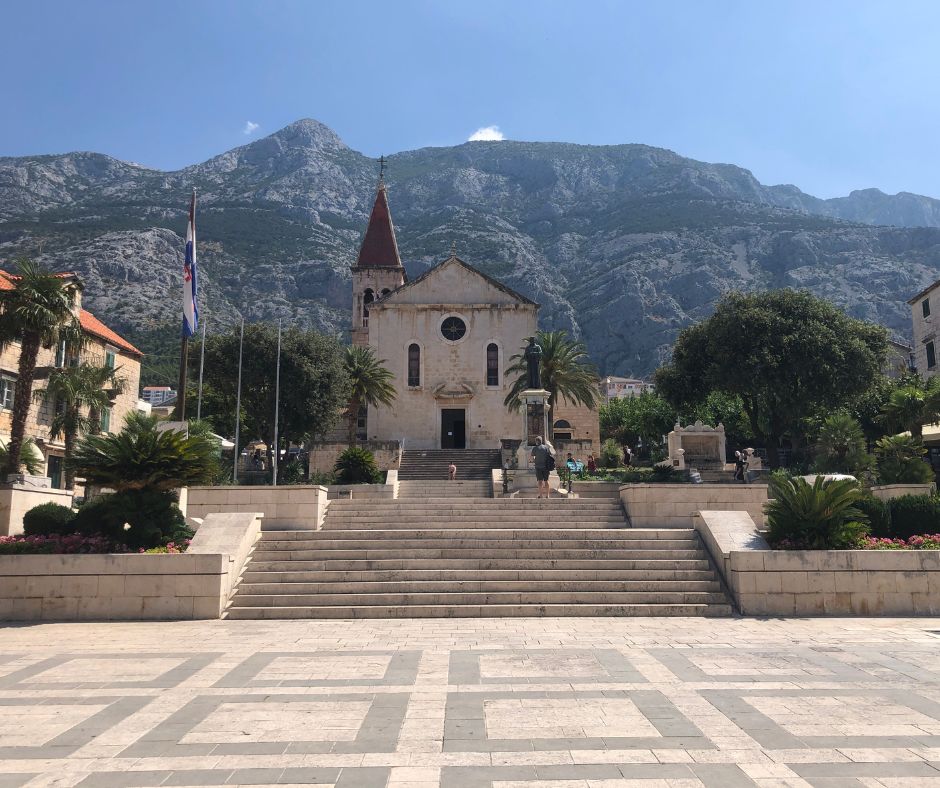 The Cathedral of St. Mark with the Biokovo Mountains in the background