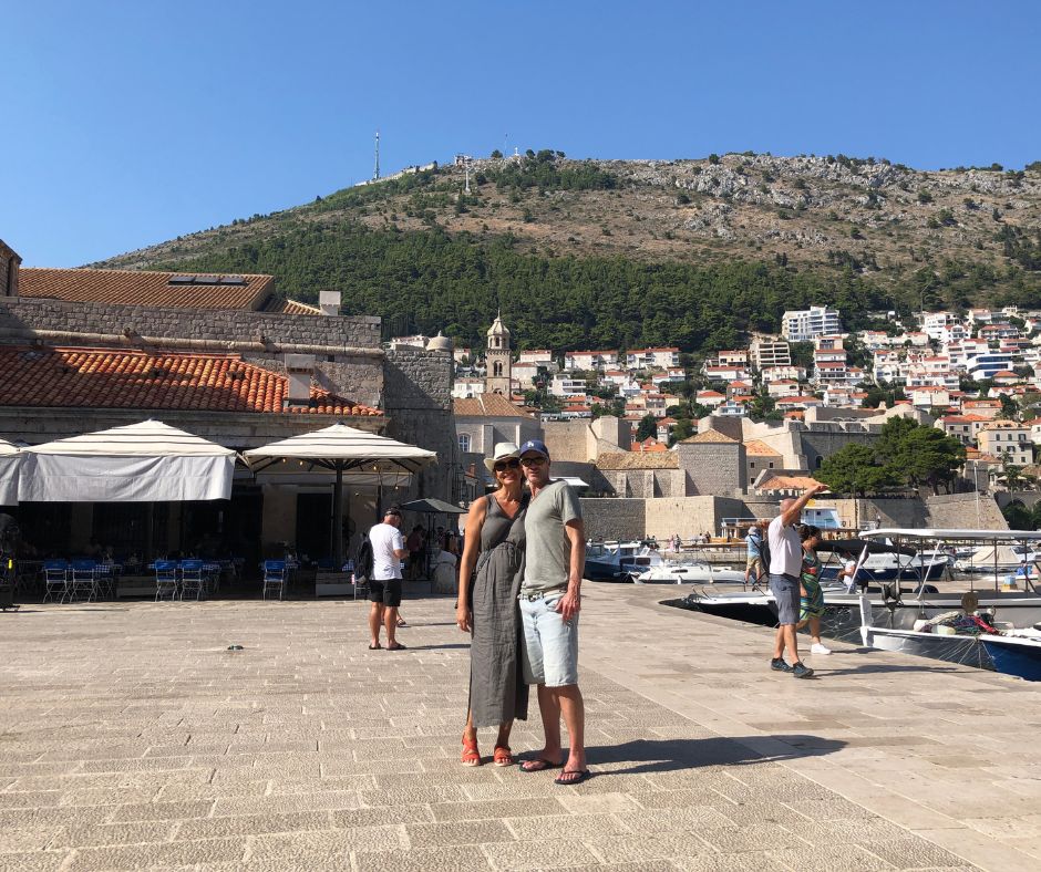 Dad and Mum having a 18th Wedding Anniversary photo in the Old Town's port