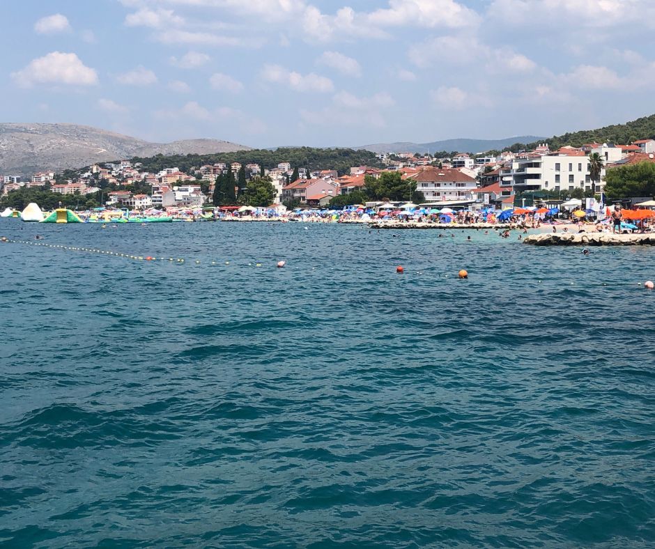 Loking at Copacabana Beach as we arrive back from Trogir from ferry