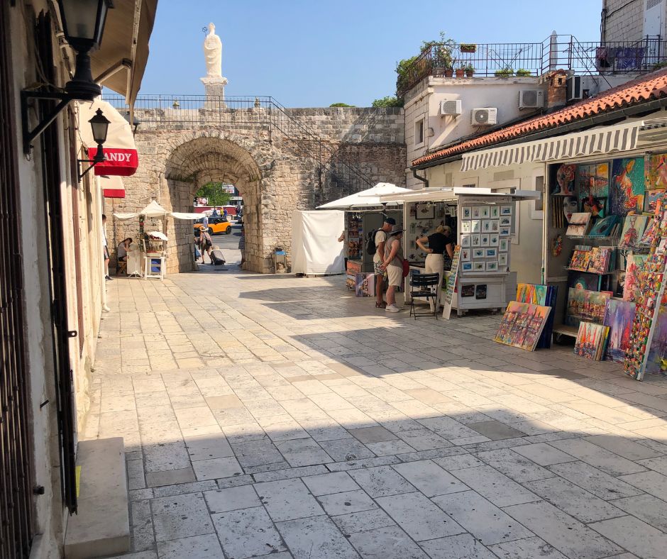 Looking through one of the Gates out of Trogir's Old Town