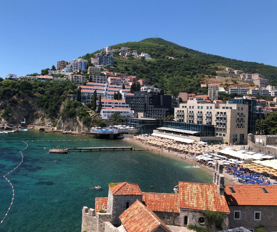 Looking the Plaža Ričardova Glava a beautiful beach in Budva