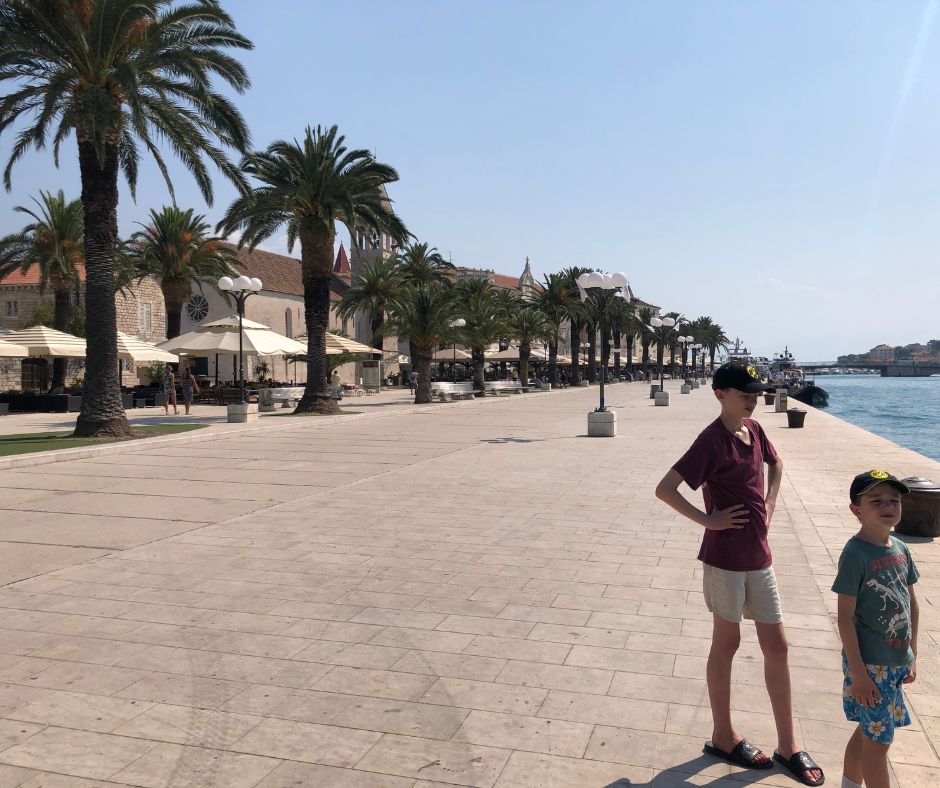 Looking down Trogir's palm lined Promenade