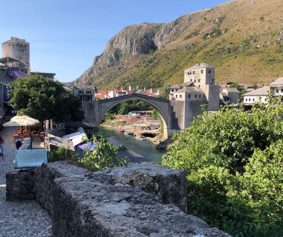 Beautiful morning in Mostar looking along the Old Town