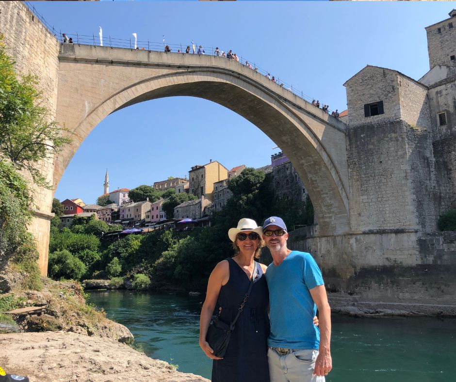 Connie and I posing under Stari Most