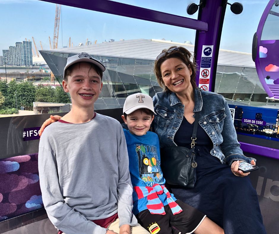 Mum and the boys posing for a quick photo as the journey across the Thames begins.