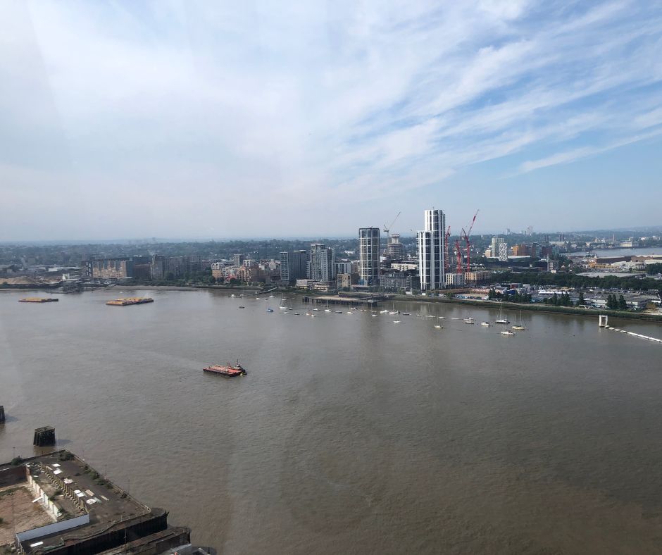 Looking down the Thames river from the top