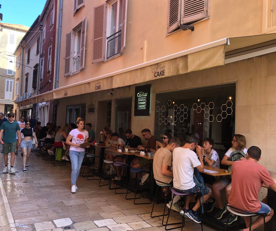 Coffee Cake shop front. We ate lunch here at one of the best cafes in Zadar's Old Town