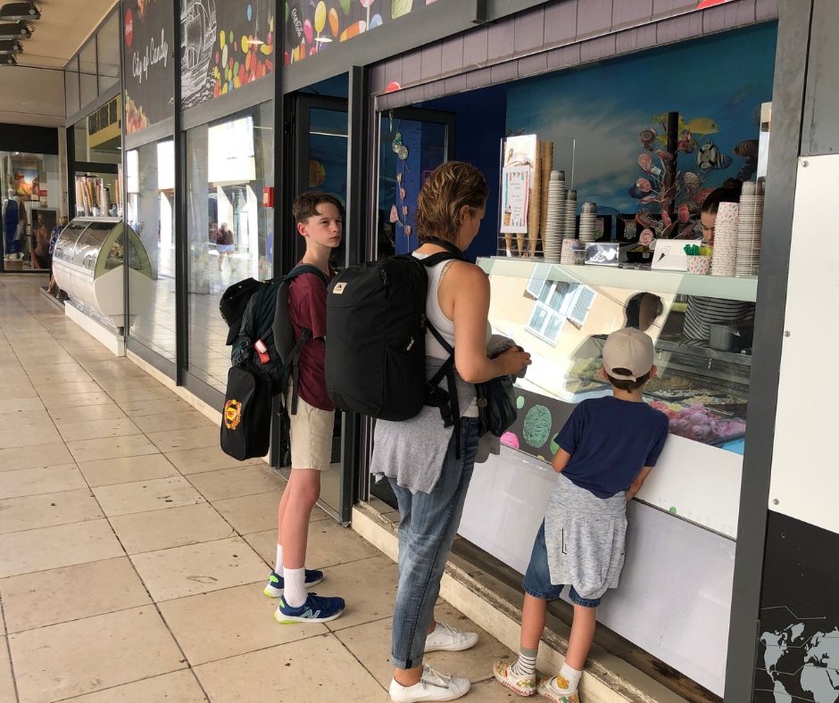 The family buying ice cream from one of Zadar's ice cream shop