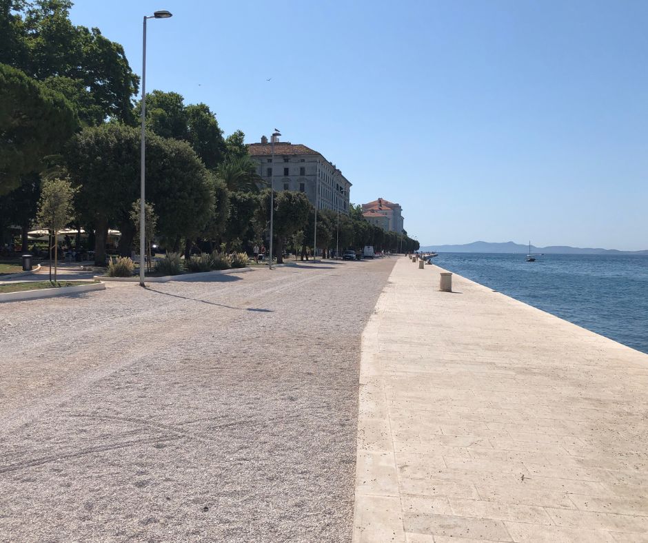 Looking down the promenade in Zadar's Old Town