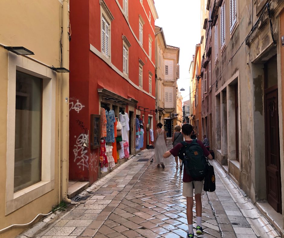 Lukas andering around the narrow streets of the Zadar's Old Town