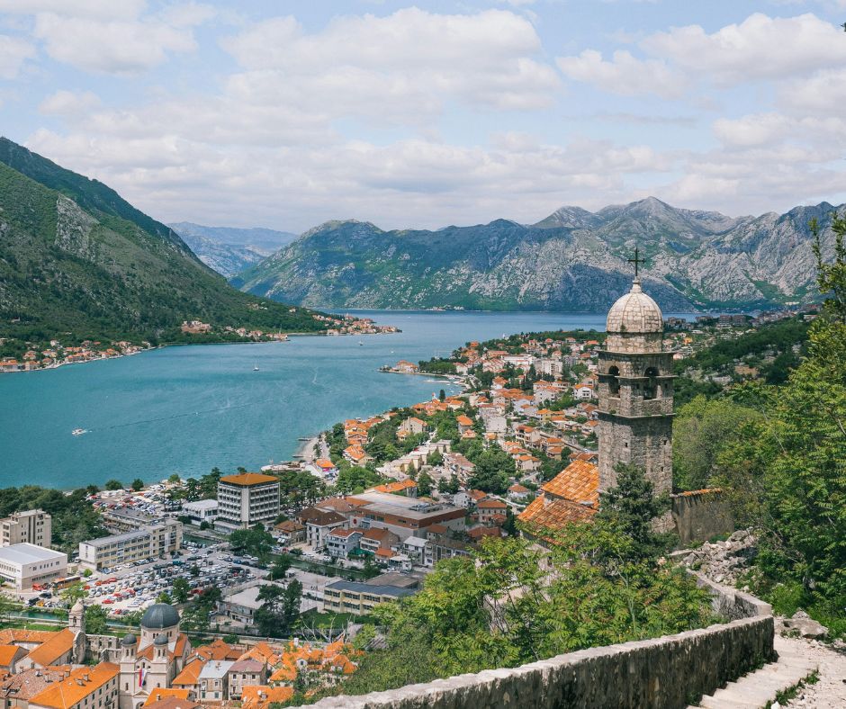 Looking across Kotor and the Bay of Kotor from the Kotor Fortress climb