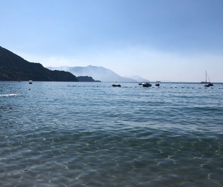 looking down the coastline from Jaz Beach