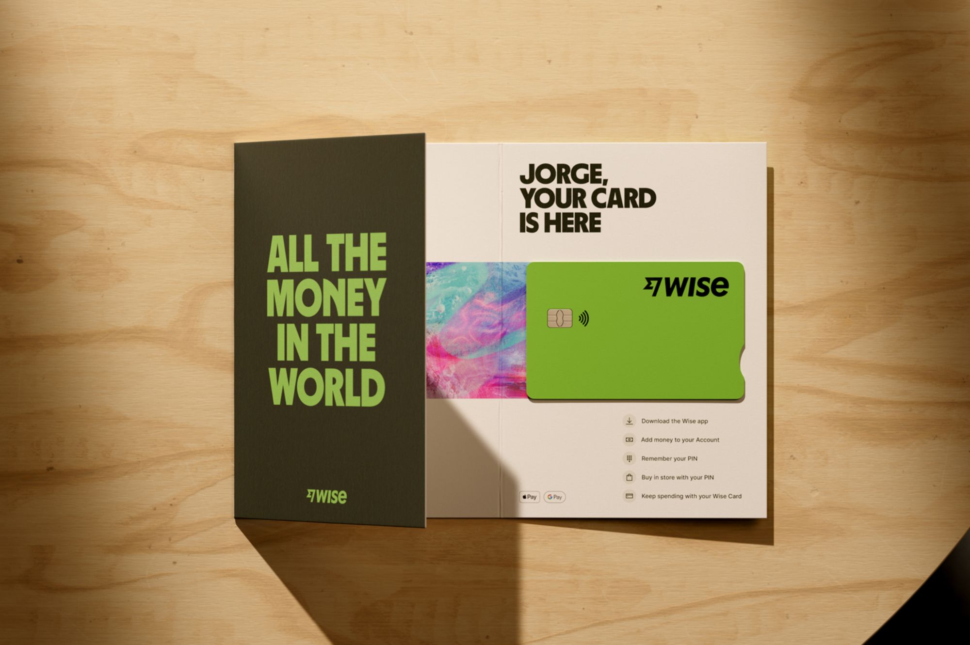 Using wise card app to pay