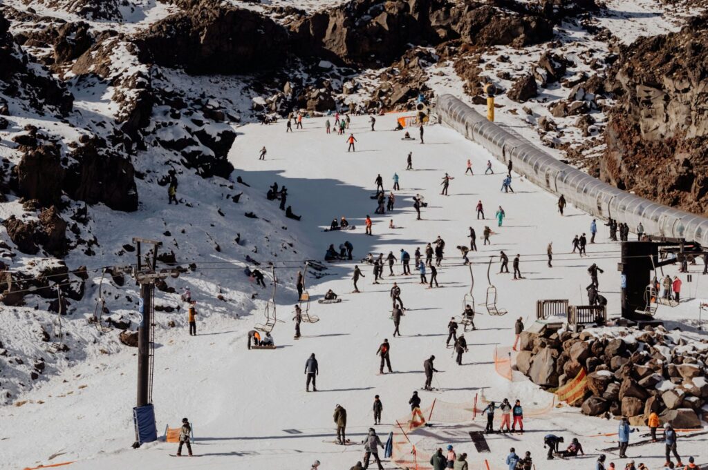 People skiing down happy valley