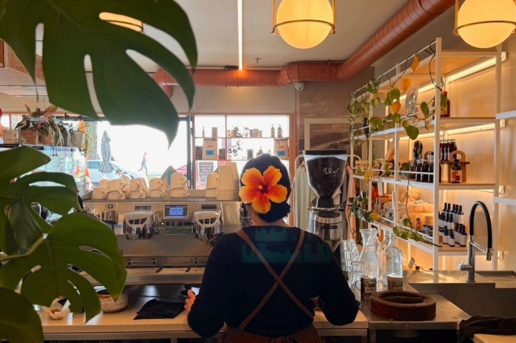 Looking outside from inside cafe Three One One Six